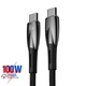 Кабель Type-C на Type-C з підсвічуванням Baseus Glimmer Series Fast Charging (2m, 100W, 5A, 480Mbps). Black - зображення 1