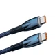 Кабель Type-C на Type-C з підсвічуванням Baseus Glimmer Series Fast Charging (2m, 100W, 5A, 480Mbps). Blue - зображення 3