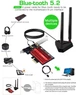 Двохдіапазонний PCI-E Wi-Fi 6 3000Mbps + BT5.2 (Intel AX200) адаптер 2.4G/5Ghz з виносною антеною + Bluetooth 5.2 (PCE-AX200-3000Pro) - зображення 2