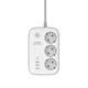 Мережевий фільтр (подовжувач) LDNIO SEW3452, 3 розетки EU, 2 USB+1 USB+TypeC з дистанційним керуванням - зображення 1