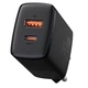 Мережевий зарядний пристрій адаптер Baseus QC3.0+PD3.0 20W USB+Type-C 3A швидка зарядка для телефону чорний - зображення 1