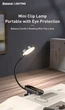 Настольная лампа Baseus Clip LED гибкая сенсорная лампа для чтения для спальни, USB-акумуляторный светильник фонарик (DGRAD-0G) - изображение 4