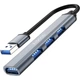 USB-хаб, концентратор / розгалужувач для ноутбука Addap UH-05, на 4 порти USB 3.0 + USB 2.0, Gray - зображення 1