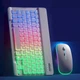 Универсальная беспроводная Bluetooth клавиатура + мышка с RGB подсветкой 25х15см Белая - изображение 1