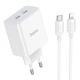 Сетевое зарядное устройство Hoco C108A + кабель Type-C на Lightning (2Type-C, PD35W/QC, 3A, с быстрой зарядкой) - Белый - изображение 1