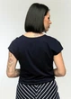 Трикотажная блузка с драпировкой For women М-101 48 Темно-синий - изображение 2