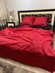 Постільна білизна бавовняна однотонна Двоспальна 180 x 220 Бязь Червона з чорним 50 х 70 - зображення 4