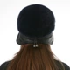 Жіноча шапка з хутра цільної норки Хутряний Стиль Жокейка Відворот 54-60 Темний чорнильний (060/C) - зображення 7