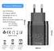 Зарядний пристрій PD 20W Quick Charge 3.0 USB Type-C Адаптер для заряджання Samsung/iPhone/iPad Блок живлення для телефону BLACK (FR-1770) - зображення 2