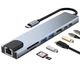Универсальный USB концентратор для ноутбука 8-Port USB TypeC 3.0 Mini Hub SD, TF, RJ 45 - изображение 1