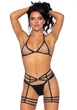Оригинальный пояс с подвязками и стразами Leg Avenue Rhinestone garter strapps One Size Черный - изображение 6