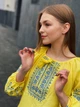 Женская желтая вышиванка "Мадгава" шифоновая вышитая блуза 11732-44 (М) - изображение 2