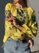 Стильная желтая шифоновая вышиванка с синими розами "Розалия" 11329-52 (XL) - изображение 2