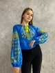 Патриотическая женская вышиванка "Агнеса" голубой шифон 11547-46 (М) - изображение 5