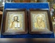 Венчальная пара в тёмном киоте из дерева со стеклом - изображение 1