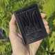 Кожаная обложка на id паспорт, для документов (права, техпаспорт) Герб, Тризуб, черный Villini 019 - изображение 8
