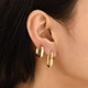 Модные золотые серьги 14K овальной формы с камнями (D0232023) - изображение 2
