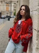 Женская вышиванка шифоновая красная "Амели" с качественной машинной вышивкой 12073-66 (5XL) - изображение 2