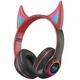 Беспроводные Bluetooth наушники UKC Cat STN-25 Кошачьи ушки Чёрные с Красым - изображение 1