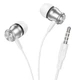 Наушники BOROFONE Platinum metal universal earphones with microphone BM75 1,2m White - изображение 1