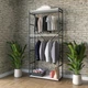 Шафа-гардероб у сучасному стилі Лофт DrevoGoods для систем зберігання речей у гардеробній, передпокої, спальні квартири, дому зі штангами / планками для вішалок та полицями 1000x2160x400мм; метал (сталь): Чорний, дерево ЛДСП: Білий (2369F122) - зображення 2