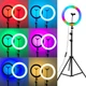 RGB Разноцветная кольцевая светодиодная LED лампа 33 см для селфи от USB многоцветная для фото видео блогеров детей, 25W - изображение 7