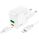 Зарядний пристрій МПЗ з кабелем HOCO Type-C to Lightning Cable Lucky C111A |1USB/1Type-C, 30W/3A, PD/QC| - зображення 4