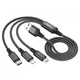 Кабель для зарядки телефонов HOCO X76 3 в 1 USB to Type-C+Lightning+MicroUSB 2A Чёрный - изображение 1