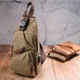 Сумка через плечо с USB кабелем мужская из плотного текстиля 21223 Vintage Оливковая - изображение 5