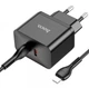 Зарядное устройство HOCO Type-C to Lightning Cable Triumph charger set N29 |2Type-C, 35W/3A, PD/QC| black - изображение 1