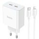 Адаптер мережевий HOCO Type-C to Lightning Cable Leader dual port (2C) charger C108A |2Type-C, 35W/3A, PD/QC| білий - зображення 1