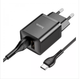 Зарядний пристрій МПЗ з кабелем USB to Type-C Hoco N25 Maker 35W (2 USB) black - зображення 1