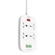 Удлинитель сетевой LDNIO SC4407 |2500W, 2m EU Plug, 4 USB, 4 Sockets. QC3.0, 3.1A|/8W| белый - изображение 1