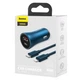 Автомобильное зарядное устройство Baseus Golden Contactor Pro Dual Quick Charger Car Charger U+C 40WWith Baseus Simple Wisdom Data Cable Type-C to iP 1m Blue (752222) - изображение 5