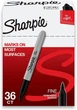 Маркеры перманентные Sharpie Permanent Markers, Fine Point Черный 36 шт. (‎‎‎1884739) - изображение 1