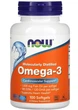 Омега-3, 100 капсул, 180 мг ЕПК / 120 мг ДГК, 1000 мг, Нау Фудс/NOW Foods Omega-3 - изображение 1