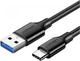 Кабель Ugreen US184 USB Type-A 3.0 - USB Type-C, 3 А, QC3.0, 1.5 м Black 20883 (6957303828838) - зображення 1