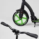 Самокат Best Scooter алюмінієвий широкий кермо передній амортизатор Чорний із зеленим (52266) - зображення 3