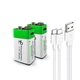 2 акумулятори типу Крона 6F22 (CR-9V) 9 Вольт (2 шт) — з роз'ємом TYPE-C Smartools 650 mAh + кабель TYPE-C - зображення 1