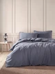 Постельное белье Limasso Stonewashed Ranforce Placid 160 х 220 см Natural Grey (простынь на резинке) - изображение 1