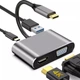 USB-хаб U&P U15 USB Type-C - HDMI + VGA + USB 3.0 + PD 87W Grey (SWE-U15-GY) - зображення 2