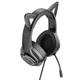 Ігрові дротові навушники Hoco W107 Cute Cat Ear, USB, 3.5mm, 2m, Black-Pink - зображення 4