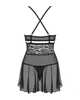 Еротичний мереживний комплект із сіточкою Obsessive 838-BAB-1 babydoll & thong black L/XL, чорний, п - изображение 7
