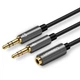Кабель Audio 3.5мм-3.5мм Ugreen AV140 2xF/M 0.2m Black (20899) - зображення 2