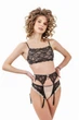 Комплект женский кружевной топ, стринги и пояс для чулок Felisiya Lingerie Черный с бежевым 2002+220+301-1294с170 XL - изображение 4