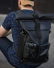 Стильный и практичный рюкзак роллтоп для ноутбука Rolltop для путешествий черного цвета из экокожи - изображение 3