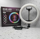 Кольцевая светодиодная лампа RGB LED RING MJ26 26 см с держателем телефона для блоггеров - изображение 1