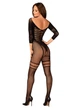 Сітчастий бодістокінг з імітацією підв’язок Obsessive Bodystocking G329 XL/XXL, black, з доступом - зображення 6