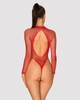 Сітчастий бодістокінг із довгим рукавом Obsessive B126 teddy red S/M/L, червоний - зображення 2