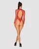 Сітчастий бодістокінг із довгим рукавом Obsessive B126 teddy red S/M/L, червоний - зображення 4